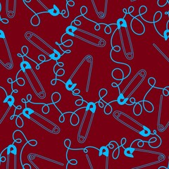 Cartoon sewing seamless buttons and scissors and pins pattern for wrapping paper and fabrics and linens and hobbies
