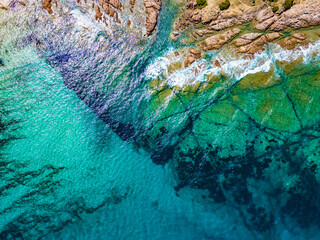 Obraz premium La Marinedda beach from drone in summer, north Sardinia, Europe