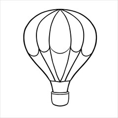 Obraz premium Vector illustration of a hot air Balloon. Linear drawing with airship in vintage sketch style. Contour image air Balloon. Hand drawn outline vintage hot air Balloon for invitations and nursery decor