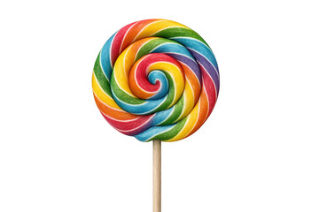 Rainbow swirl lollipop candy sweet on transparent background
