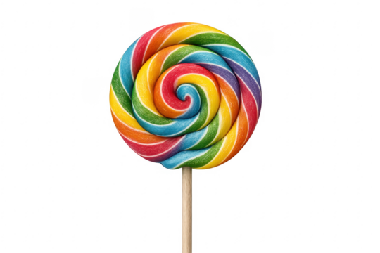 Rainbow swirl lollipop candy sweet on transparent background