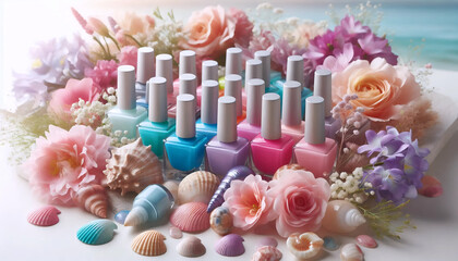 A manicure color palette, Ai generated image