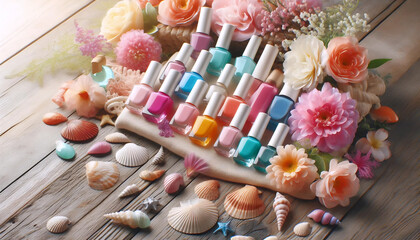 A manicure color palette, Ai generated image