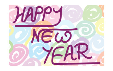 Bright Happy New Year Card, Festive Color Splash Greeting, Vibrant Celebration Postcard