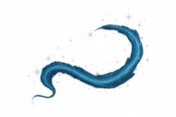 Blue glitter dust swirling, creating abstract magical energy. Glowing elements illustrating fantasy, magic, and mystical concepts