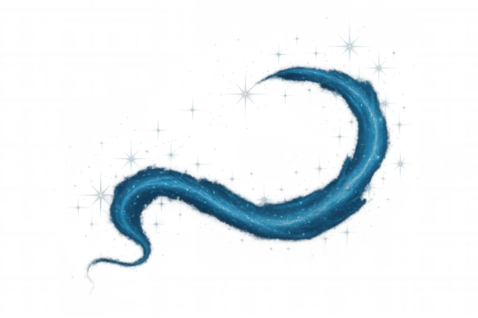 Blue glitter dust swirling, creating abstract magical energy. Glowing elements illustrating fantasy, magic, and mystical concepts