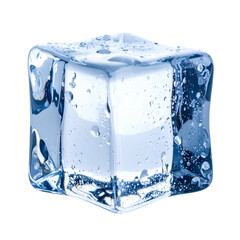 Obraz premium A close-up of a translucent, square ice cube, with water droplets on a black background