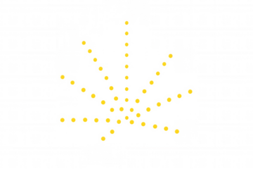 Cannabis leaf made from yellow dots, marijuana plant symbol illustration, abstract dot art design, transparent background