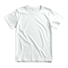 A plain white t-shirt, slightly wrinkled, centered on a black background