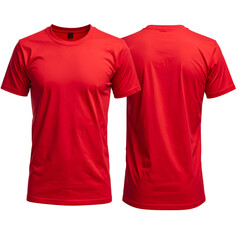 A vibrant red t-shirt, front and back views, showcasing the texture of the fabric