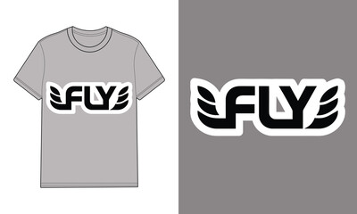 Gray t shirt with stylized F L Y logo mockup