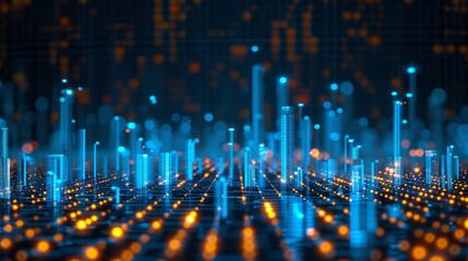 3d holographic financial data visualization for strategic business analysis and marketing insights