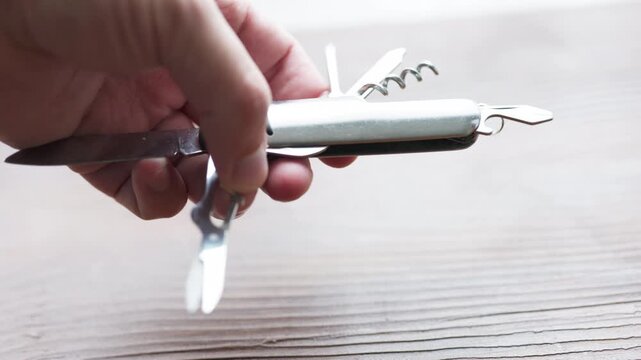 Close-Up of a Swiss Army Multi-Tool Knife
