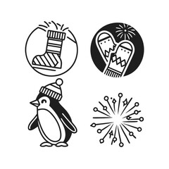 Christmas holiday icons collection festive symbols for seasonal design projects isolated on transparent background