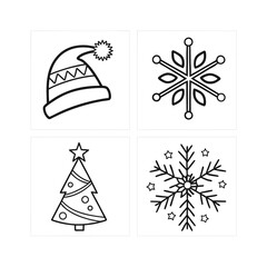 Four abstract geometric line art designs in a grid layout isolated on transparent background