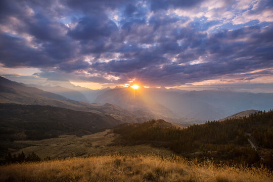 Fototapeta Mountains on sunset