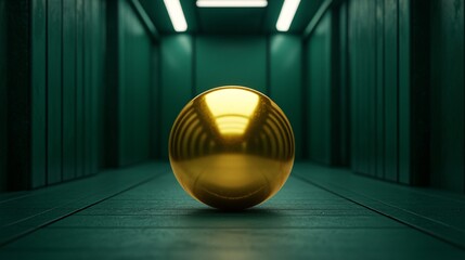 Gold data sphere symbolizing tokenized commodities floating in futuristic digital vault.