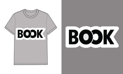 Gray t-shirt with B O K graphic logo outline book text