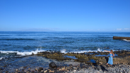 Girl on the beach, Tenerife, Arona, Canary Islands, Spain