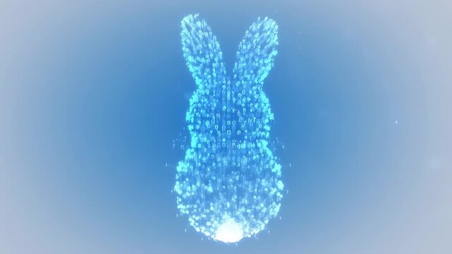 Abstract glowing light blue rabbit shape