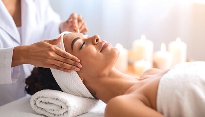 Woman receiving a facial massage