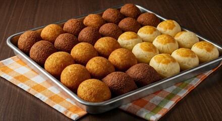 Salgados de padaria, comida t&iacute;pica do Brasil - Bakery snacks, typical Brazilian food
