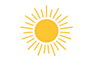 Yellow sun representing summer, warmth, and weather