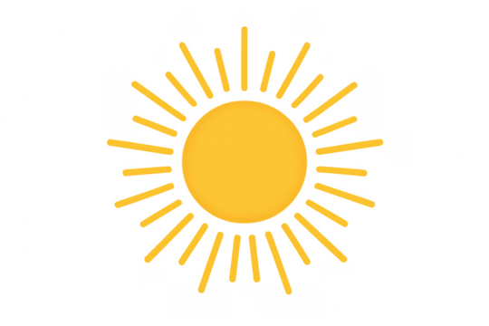 Yellow sun representing summer, warmth, and weather