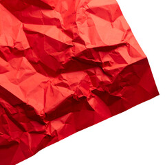 Close-up shot of red, crumpled paper, revealing textures and folds, against a black background