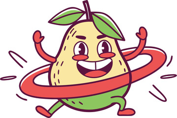 pear mascot dancing hip hop dynamic cute cartoon