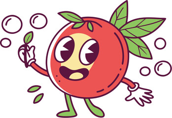 passion fruit mascot blowing bubbles playful cart