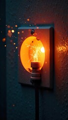 Powerful Electrical Outlet Sparking, Close-Up Shot of Untamed Energy and Potential, Symbolizing Strength and Illumination