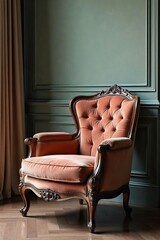 Elegant Antique French Chair in Plush Velvet Classic Design Meets Modern Sophistication, a Refined Interior Design Detail