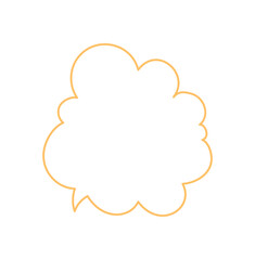 Organic hand drawn speech bubble icon with round cloud outline in orange color. Chat message for conversation and talk. Comment shape as simple icon for modern communication.