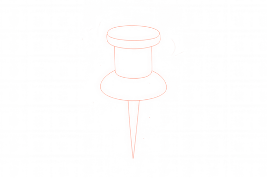 Pushpin line art illustration with a clean, simple design. Ideal for communication, office, or organization concepts. Transparent background