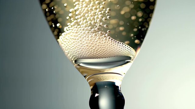 A close-up of a glass goblet showing mirrored reflections and soft gradients