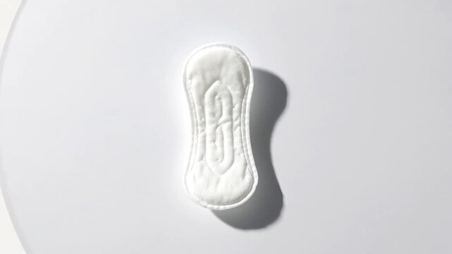 Single white panty liner shot from above on a clean, bright white background