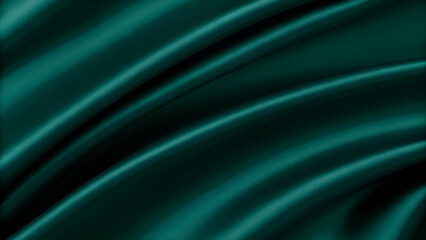 Luxurious Dark Teal Satin Fabric with Elegant Drapes and Folds, an Abstract Textile Background Texture for Design.