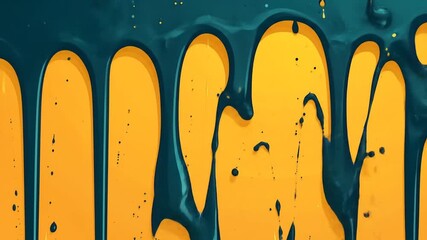 Abstract flowing dark teal paint against bright orange background - Powered by Adobe