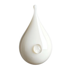 Isolated, glossy teardrop, creamy white with a smaller drop inside, against black