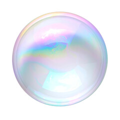 A translucent, spherical bubble against a stark black background, showcasing iridescent refractions