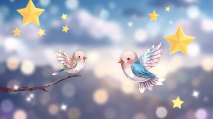 bird pattern with stars