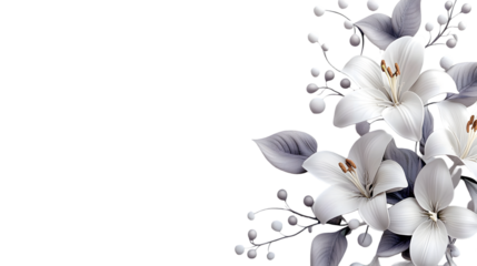 Lily border with blossoms and buds forming an elegant dual‑side frame and wide copy space, symbolizing purity and remembrance.