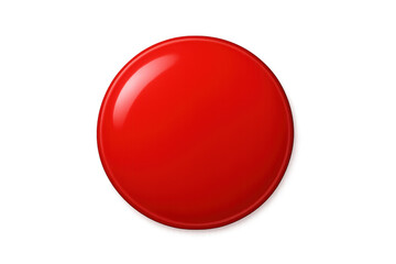 Red circle button with glossy finish and transparent background