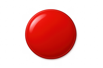 Red circle button with glossy finish and transparent background