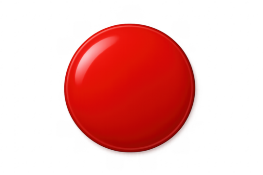 Red circle button with glossy finish and transparent background