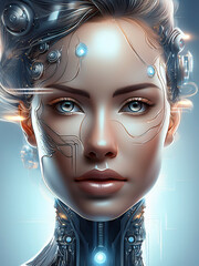 portrait of a young robotic woman