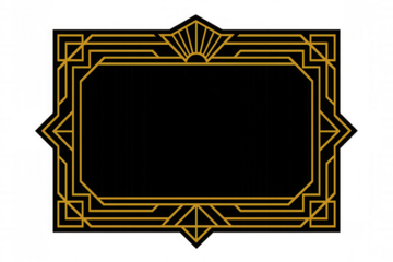 Art deco golden frame with geometric ornament and sunburst, elegant retro border, adding vintage style to design projects