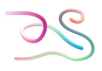 Pastel 3D Fluid Gradient Ribbon Lines Vector