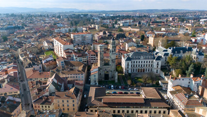 Panoramic view of Macon city in France with old architecture and clear sky 